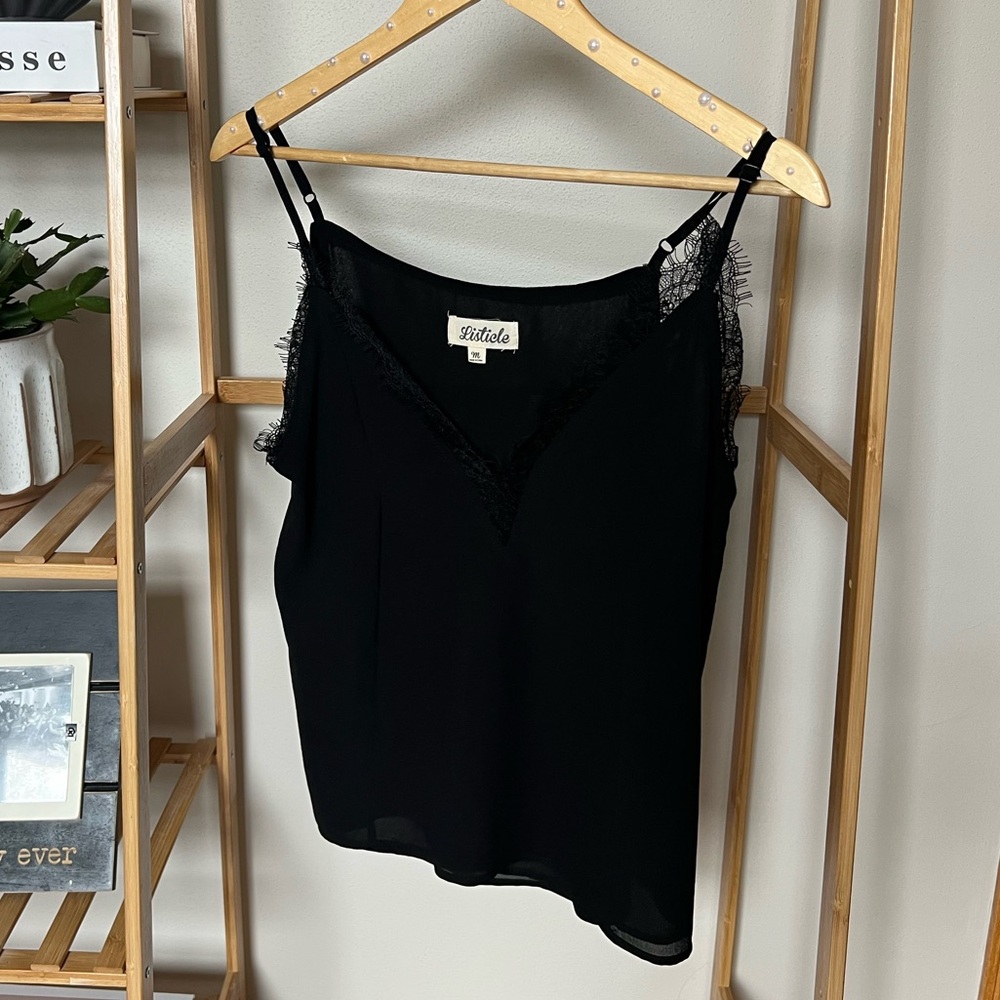 Black Lace Trim Tank